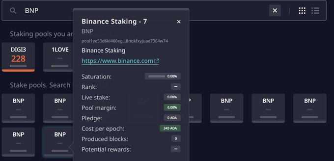 Binance có thể đứng sau hơn một chục pool stake trên blockchain Cardano