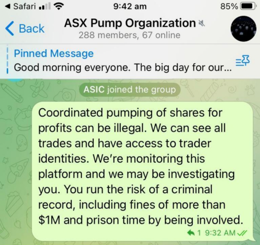 ASIC tiết lộ cách họ thâm nhập vào những nhóm Telegram ‘pump and dump’ tiền điện tử