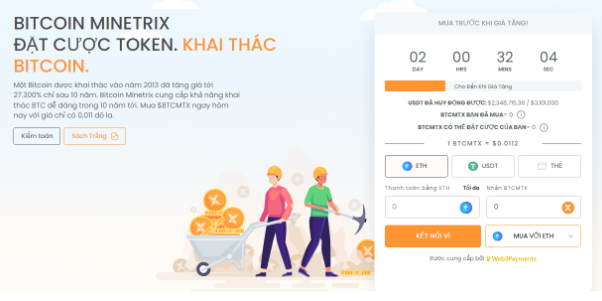 Bitcoin Minetrix đã huy động gần 2,5 triệu đô la