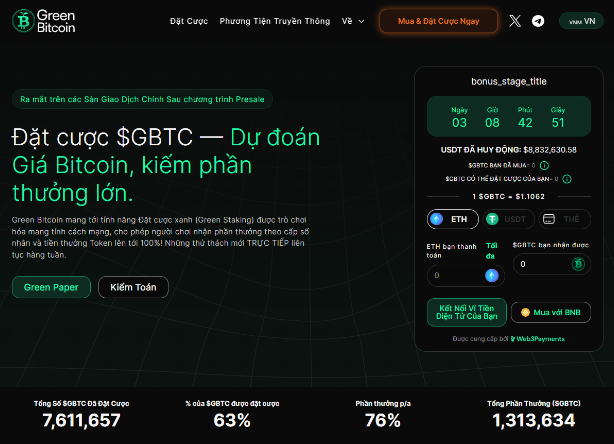 ICO Green Bitcoin Cán Mốc 9.3 Triệu USD