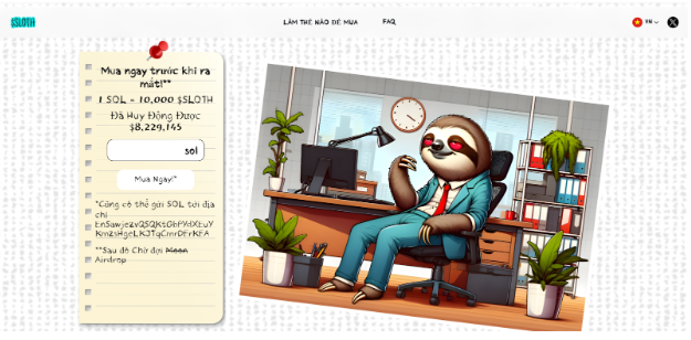 Slothana trên blockchain Solana đặt mục tiêu tăng trưởng 100 lần