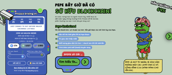 Presale Pepe Unchained vượt 52 triệu USD