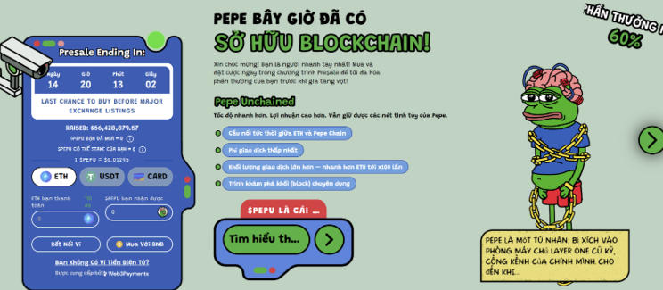 Dòng tiền mạnh mẽ đổ vào Pepe Unchained 14 ngày trước khi kết thúc presale
