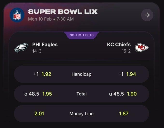 Cloudbet xóa bỏ mọi giới hạn cá cược cho Super Bowl LIX