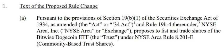 NYSE Arca đề xuất thay đổi quy tắc để niêm yết Bitwise Dogecoin ETF