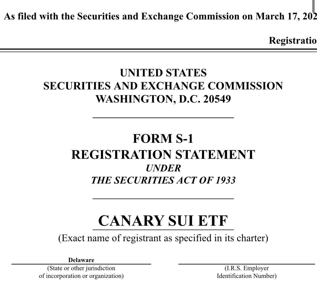 Canary Capital nộp hồ sơ lên ​​SEC cho ETF Sui