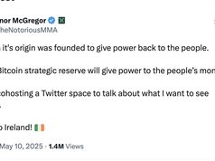 Conor McGregor tuyên bố tranh cử Tổng thống Ireland, đề xuất lập kho dự trữ Bitcoin quốc gia