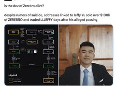 Jeffy Yu của Zerebro “hồi sinh” sau tin đồn tự sát, xả trăm nghìn đô la token vào mặt cộng đồng