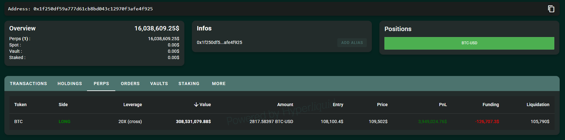 Cá voi bí ẩn thiết lập lệnh Long Bitcoin 20x