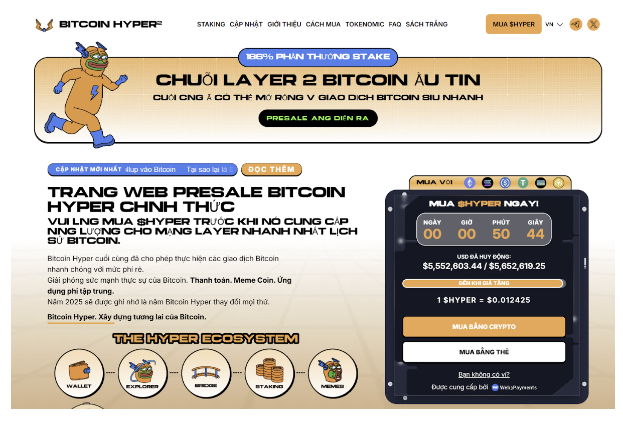 Bitcoin Hyper huy động được hơn 1 triệu USD trong 5 ngày