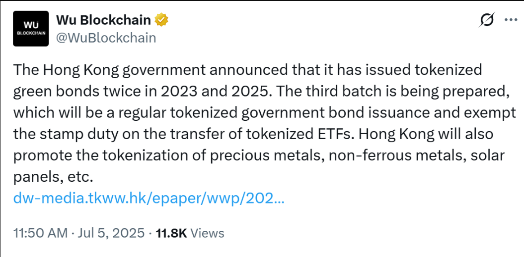 Hồng Kông chuẩn bị đợt trái phiếu token hóa thứ ba