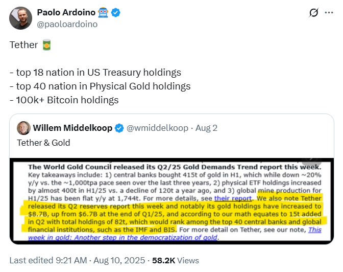 CEO Tether Paolo Ardoino tiết lộ số liệu thống kê hiệu suất USDT đáng kinh ngạc